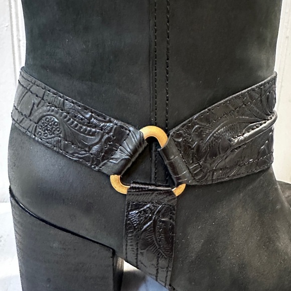 Vionic Carnelia 8M Black Nubuck Western Block‑Heel Booties Comfort - Picture 3 of 11